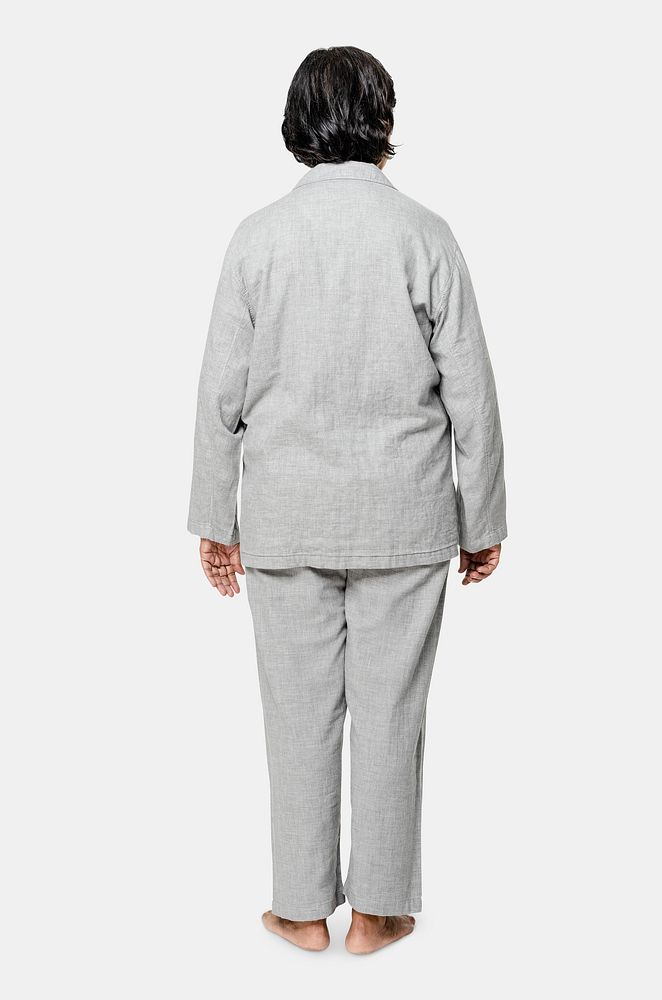 Gray pajamas psd mockup nightwear apparel shoot rear view