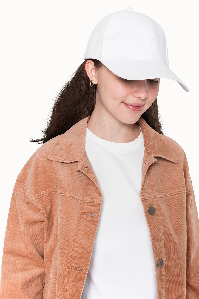 White cap mockup psd unisex street apparel shoot