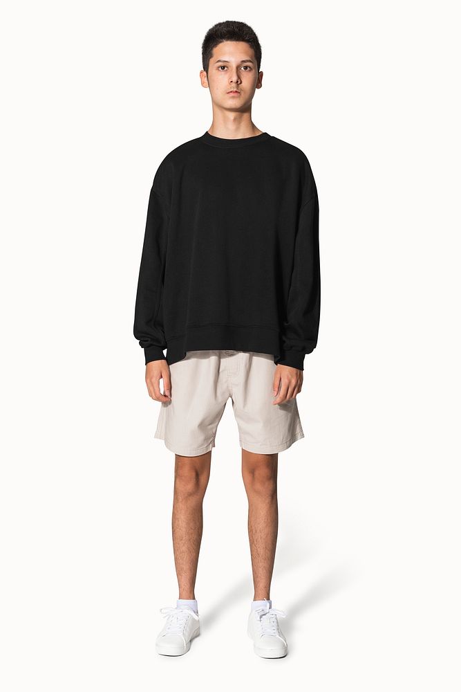 Black sweater mockup psd for winter teenage apparel shoot
