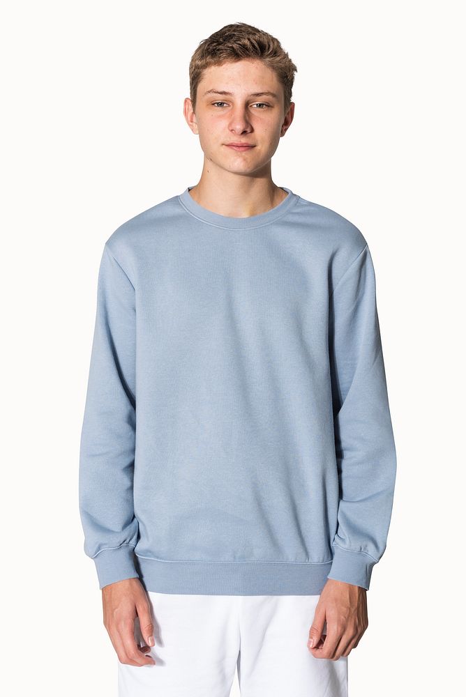 Teenage boy blue sweater winter | Free Photo - rawpixel