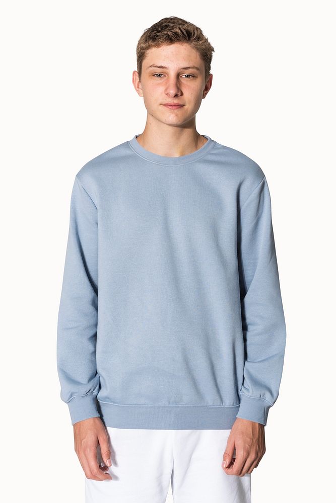 Blue sweater mockup psd for winter teen&rsquo;s apparel shoot
