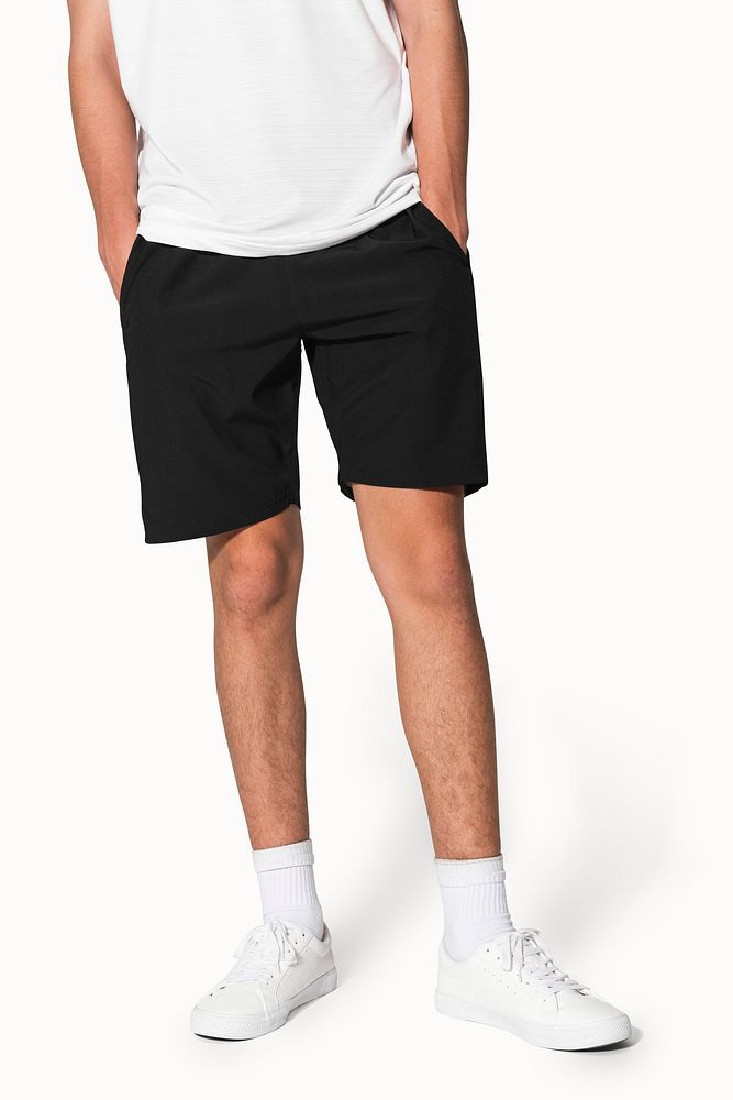 Black shorts psd mockup for teenage apparel photoshoot