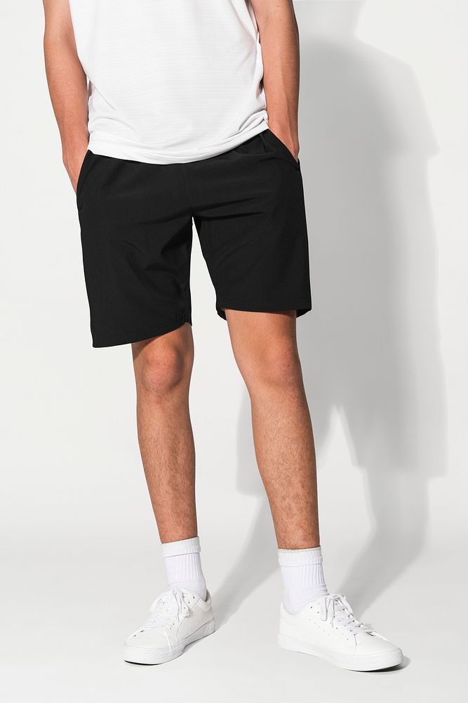 Black shorts psd mockup for teenage apparel photoshoot
