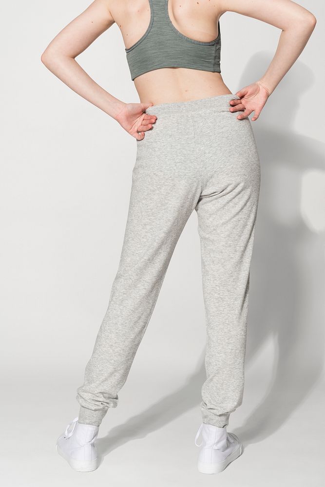 Gray sweatpants psd mockup for sportswear apparel shoot