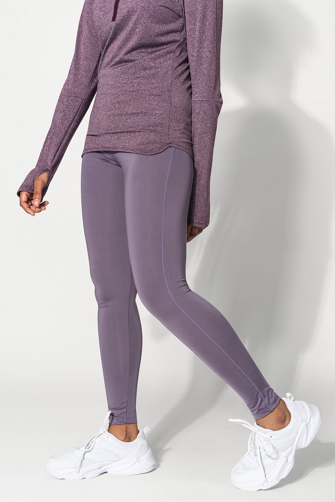 Purple yoga pants psd mockup for sportswear apparel shoot