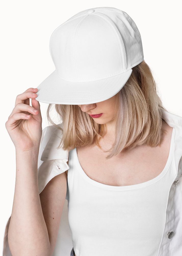 White cap mockup psd streetwear shoot