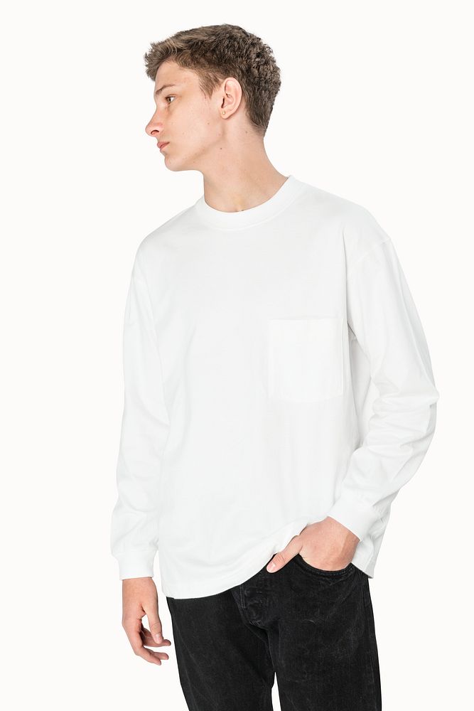 Teenage boy in white sweater winter apparel portrait