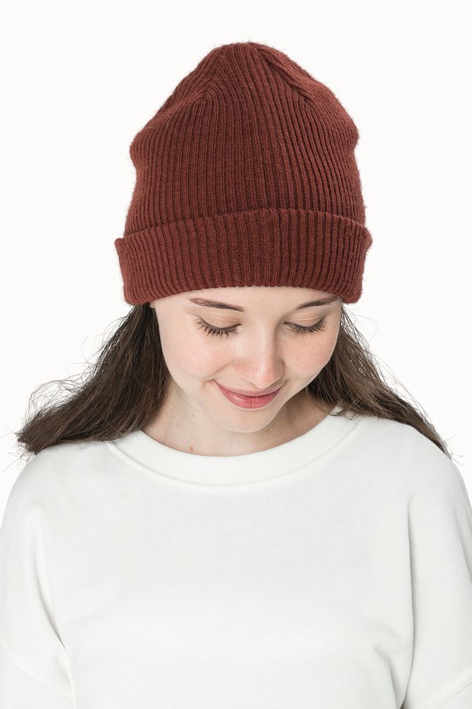 Teenage girl in color beanie for youth apparel shoot