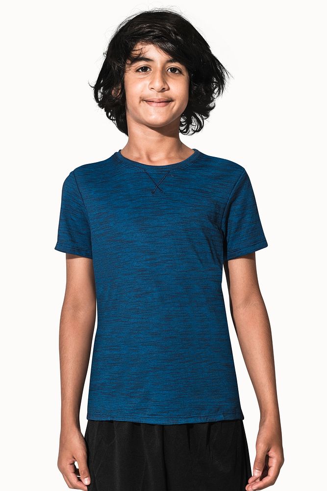 Blue basic t-shirt for boys&rsquo; teen&rsquo;s apparel studio shoot