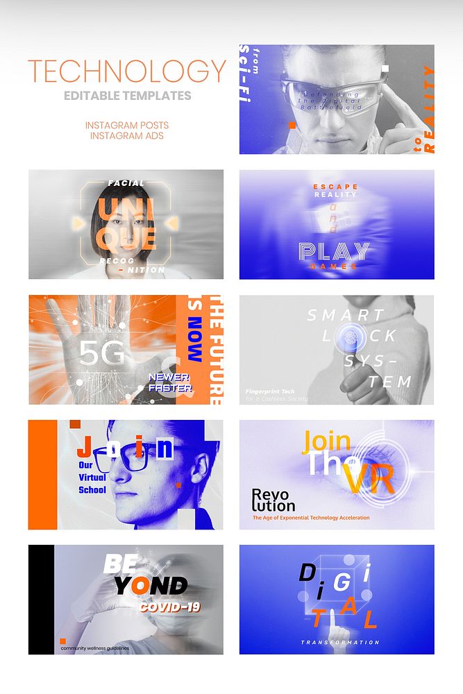 Advanced technology editable template vector set for 5G and VR