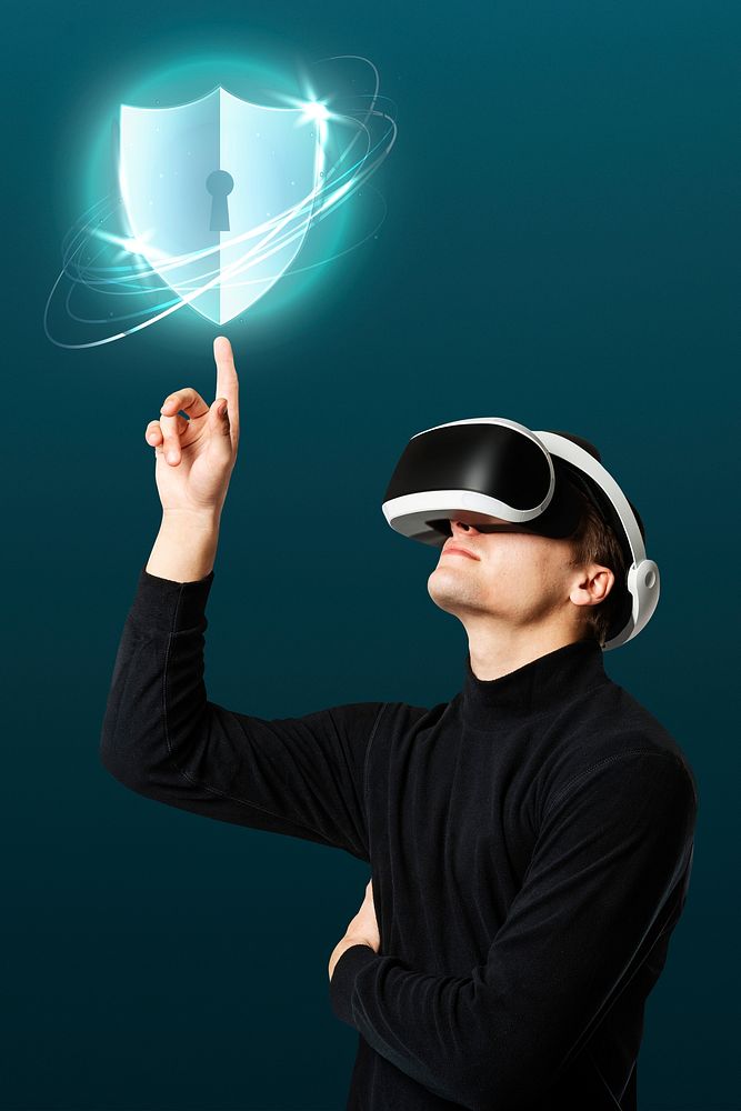 VR headset mockup psd cybersecurity hologram futuristic technology