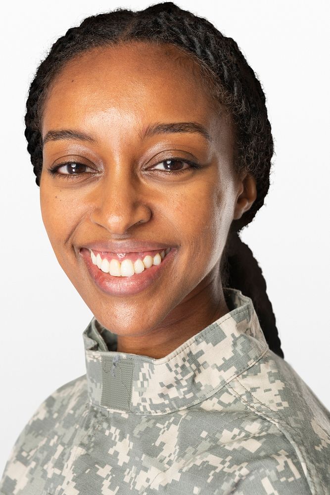 Female soldier portrait psd