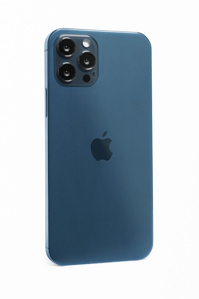 Pacific Blue Apple iPhone 12 Pro psd phone rear view mockup. NOVEMBER 12, 2020 - BANGKOK, THAILAND