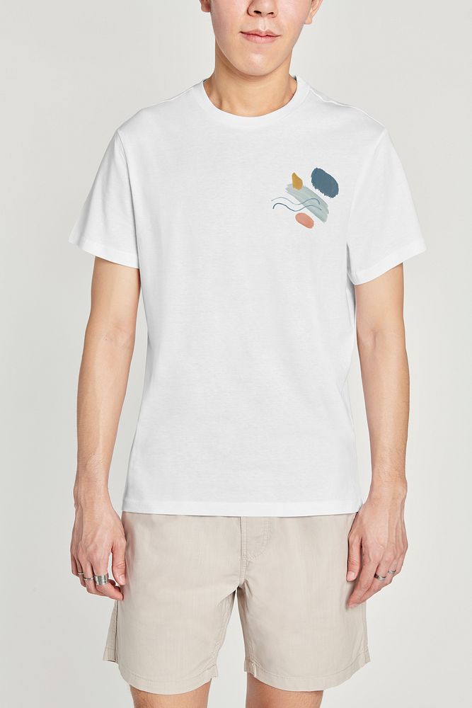 Men's white t-shirt mockup apparel template