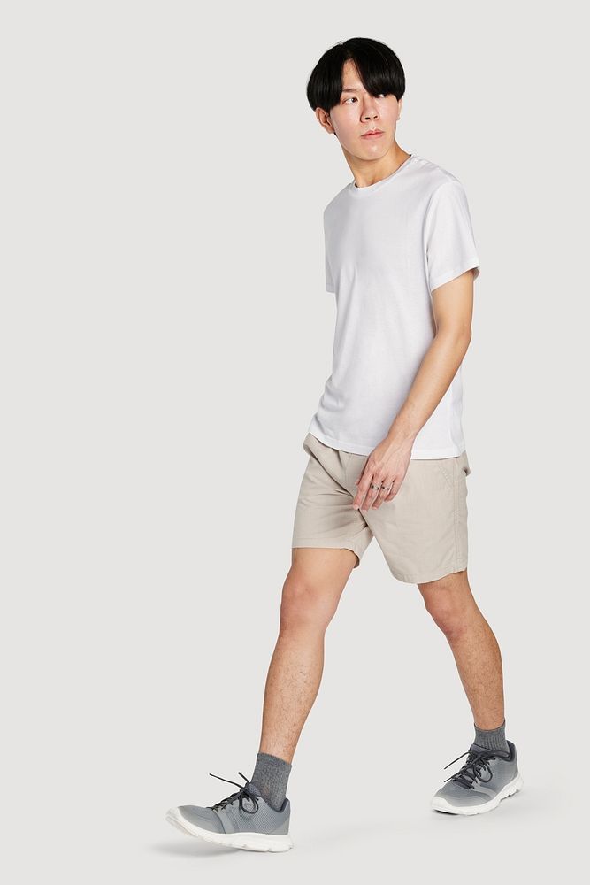 Men's white minimal t-shirt mockup 