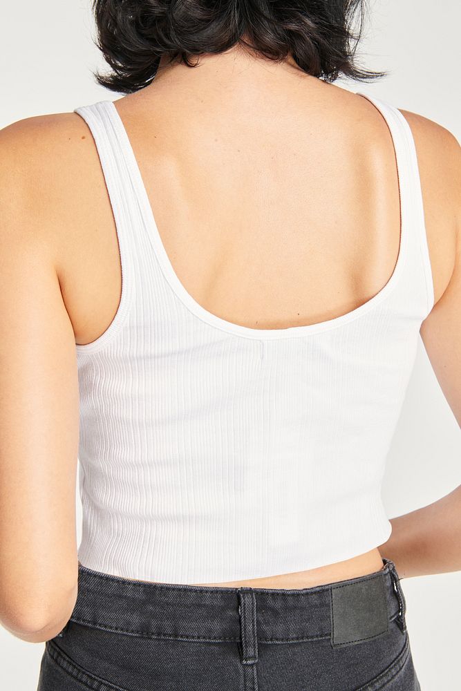 Woman in a white cropped top