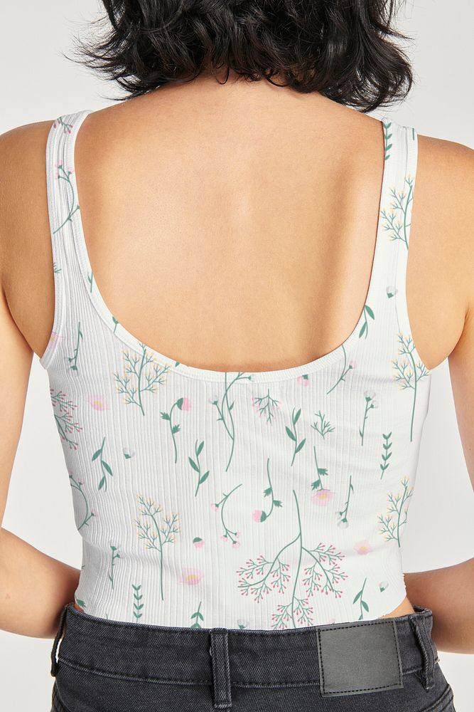 Women's floral top mockup rear view 