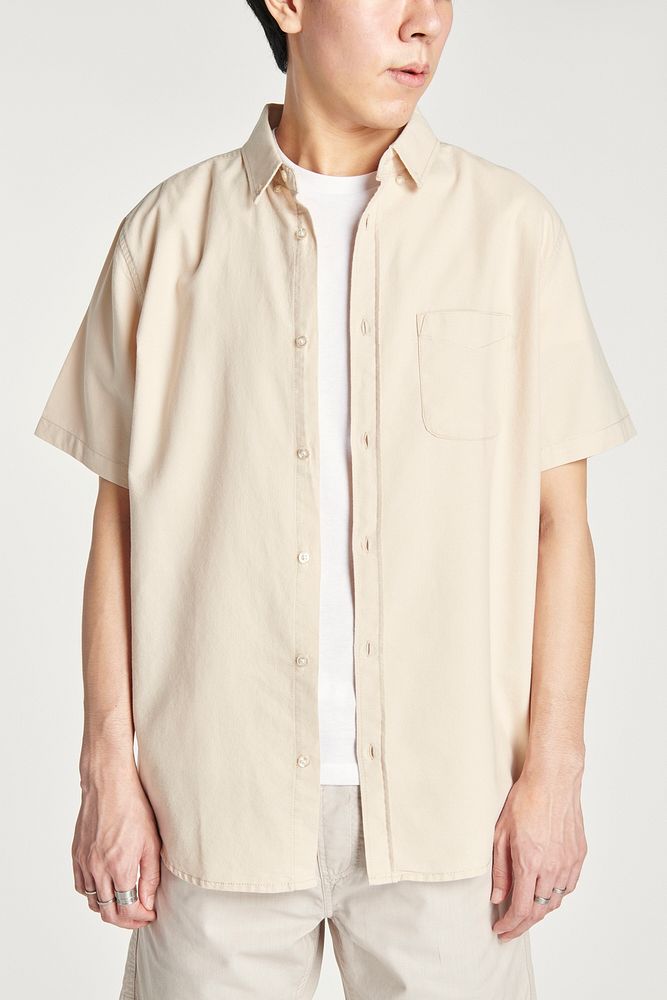 Men's beige shirt mockup minimal | Premium PSD Mockup - rawpixel