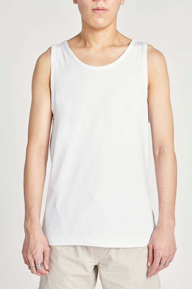 Man in a white tank top mockup 