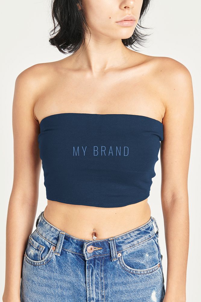 Woman in a bandeau top mockup