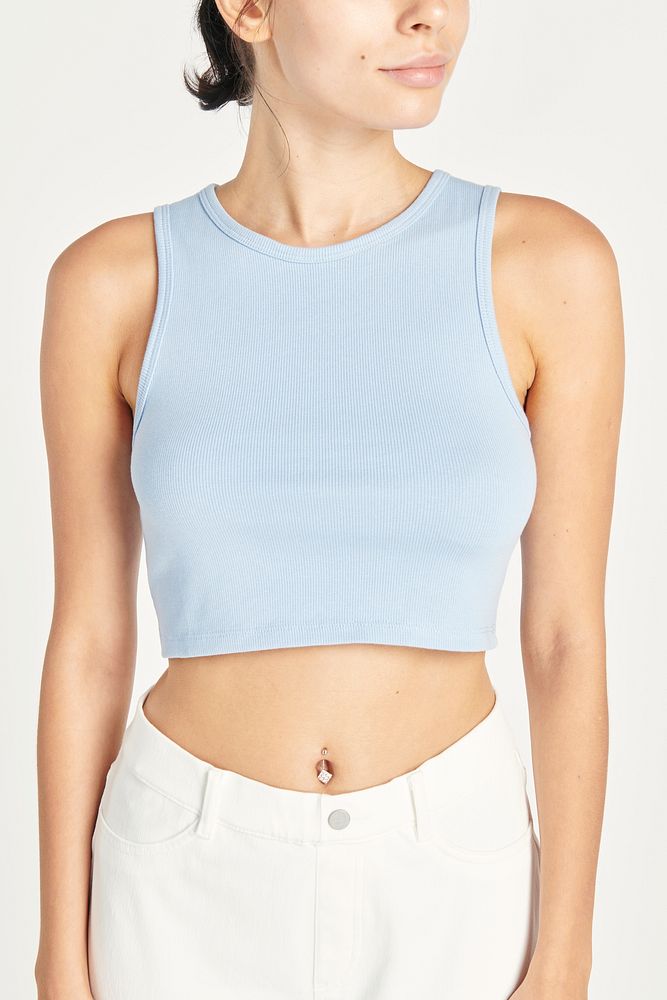 Women's light blue cropped tank top summer apparel