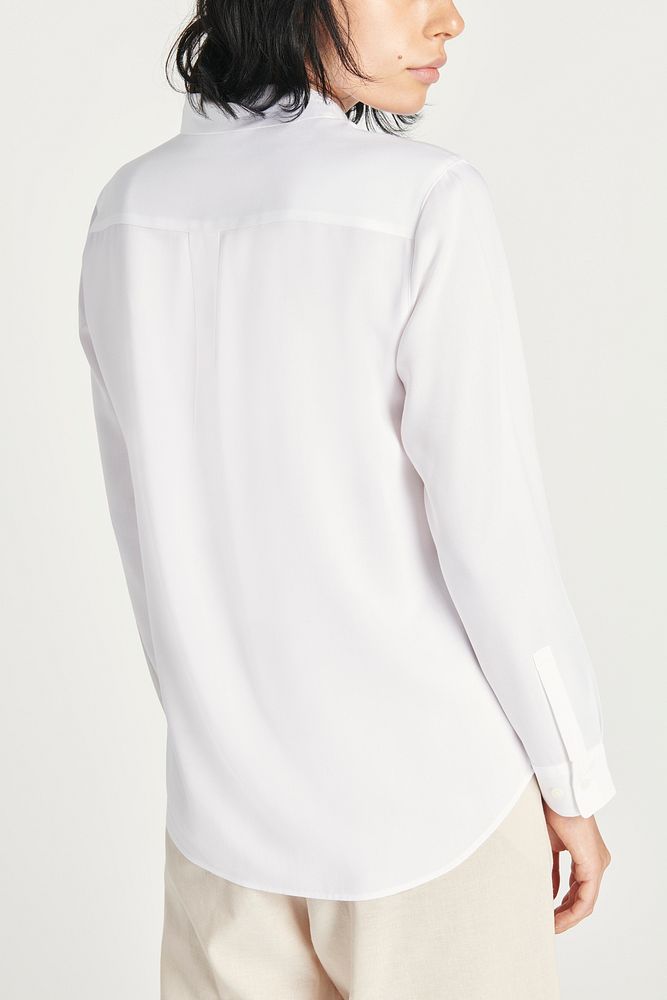 Women's white long sleeves shirt psd mockup