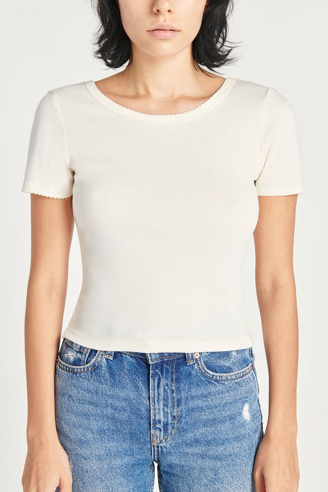 Woman in a white t-shirt 