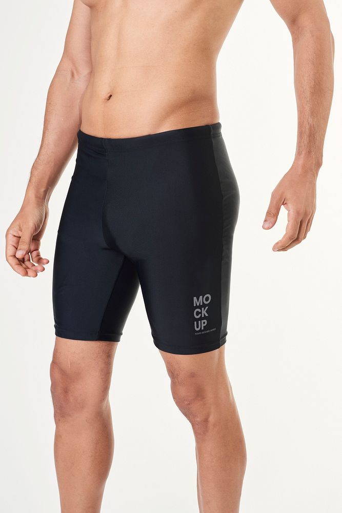 Men's black swim jammers mockup swinwear shorts 