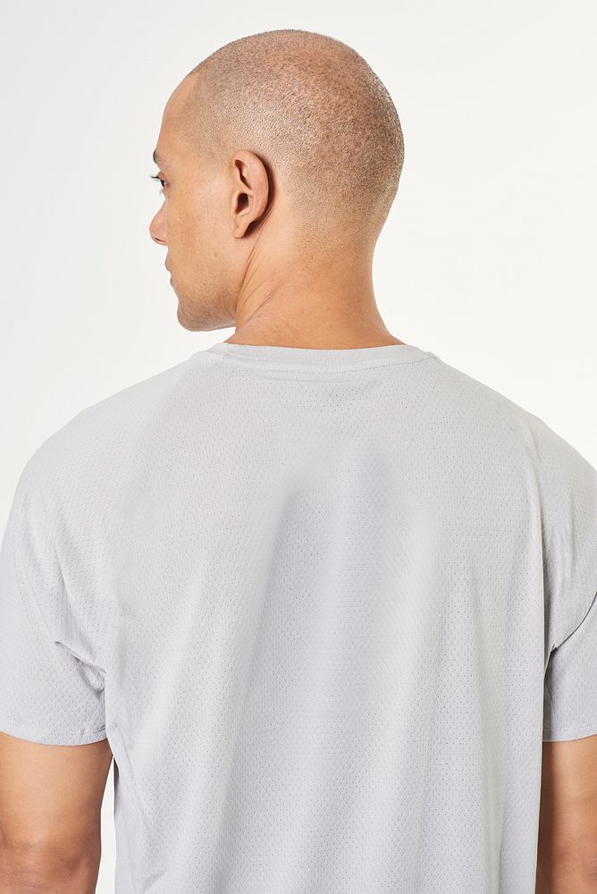 Men's white cotton t-shirt rear view 