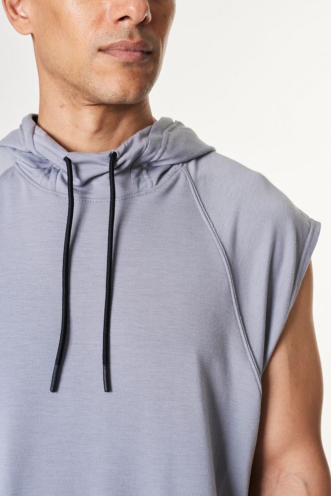 Gray sleeveless sportswear hoodie 