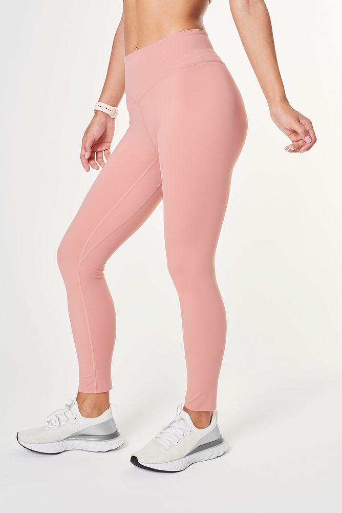 Woman in a pink workout leggings mockup