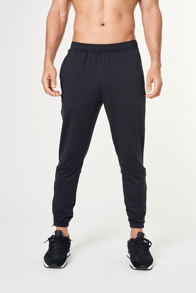 Man in black jogger pants mockup