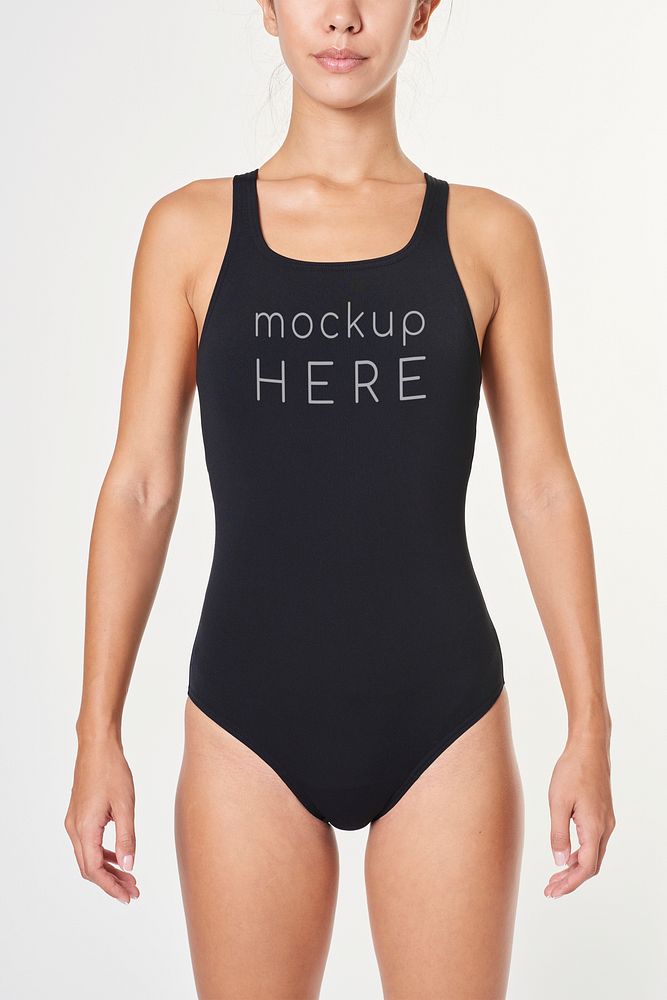 One piece swimming suit template in black
