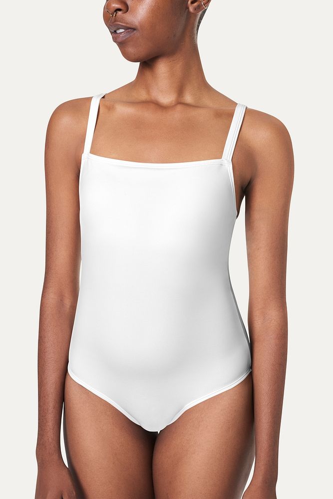 Women's white swimsuit mockup apparel