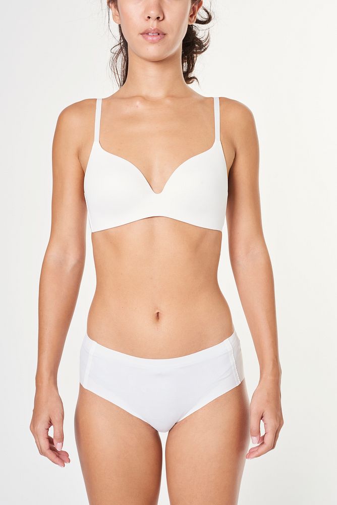 Women's white bra and panties mockup set