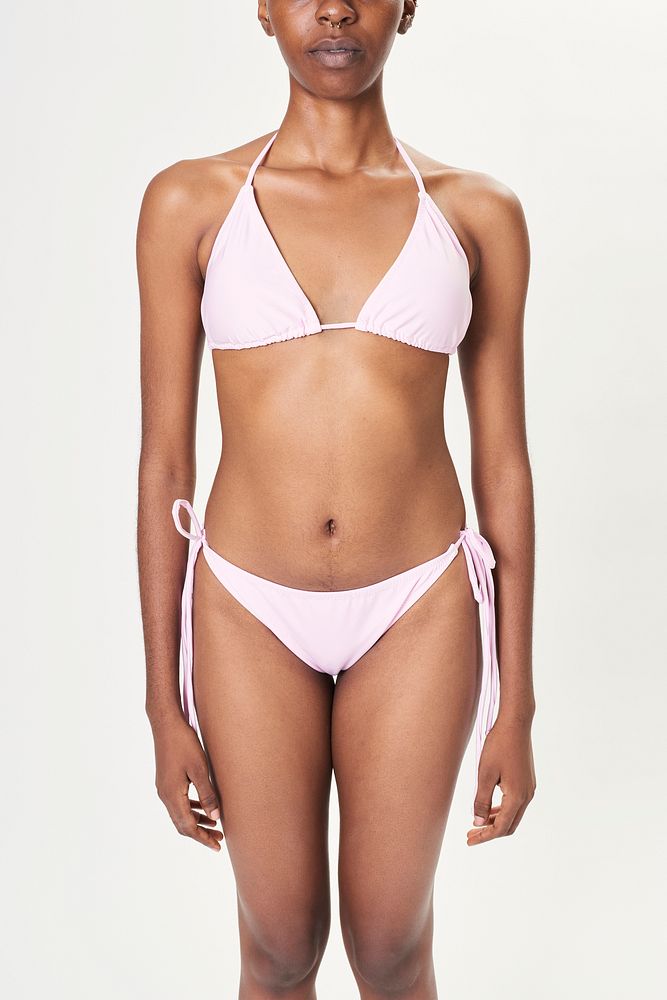 Women's triangle bikini mockup pink swimwear