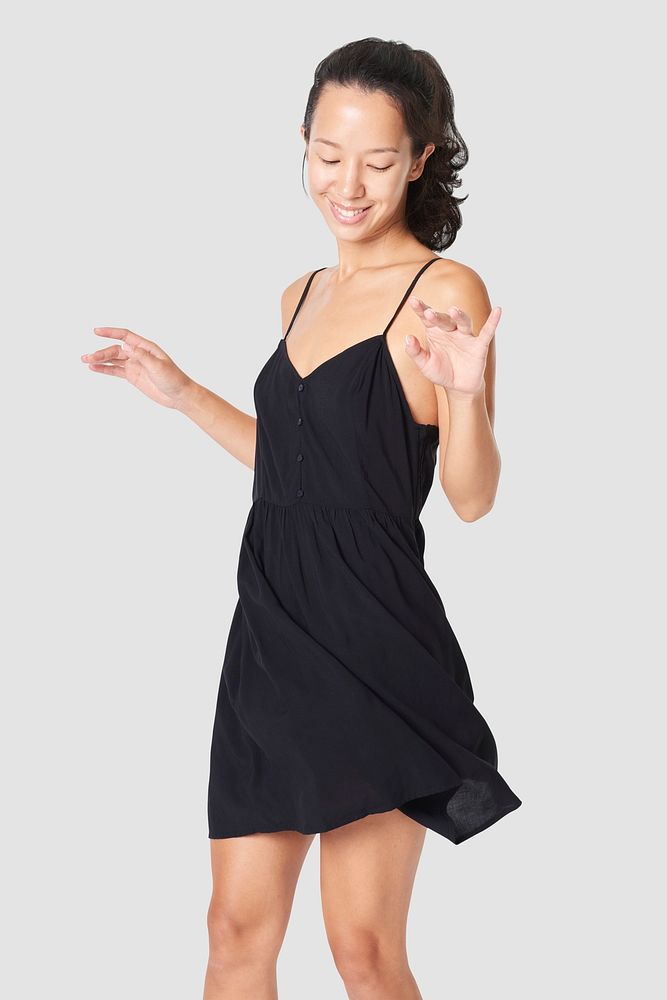 Women's black dress psd mockup