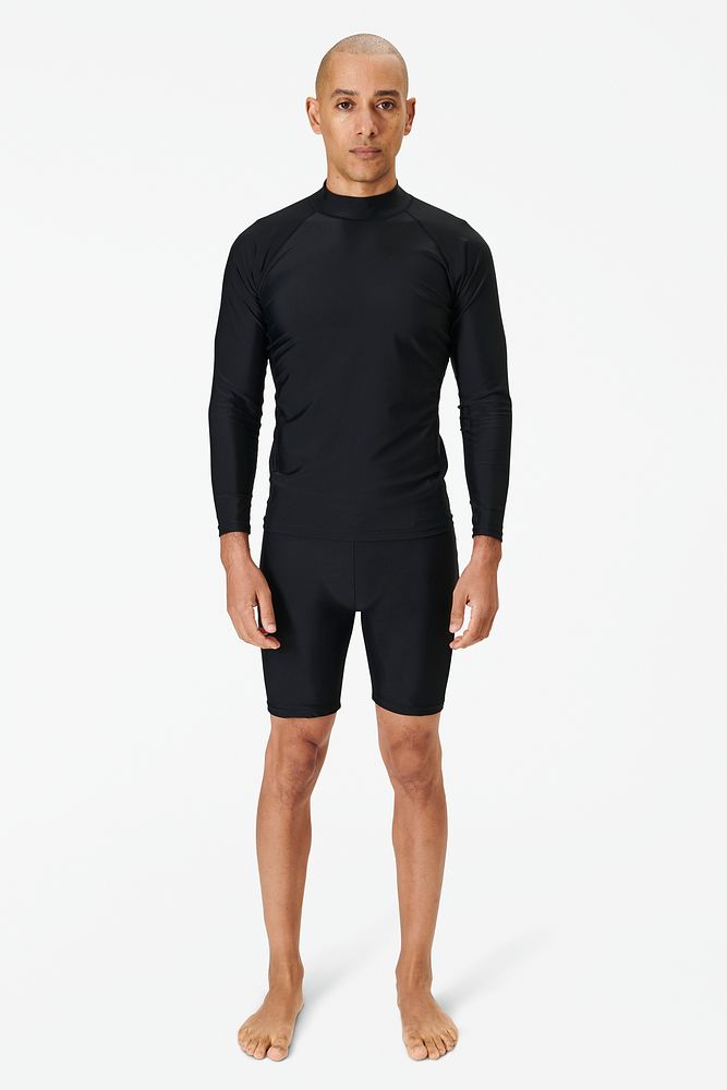 Men's long sleeved wetsuit top mockup black swimwear