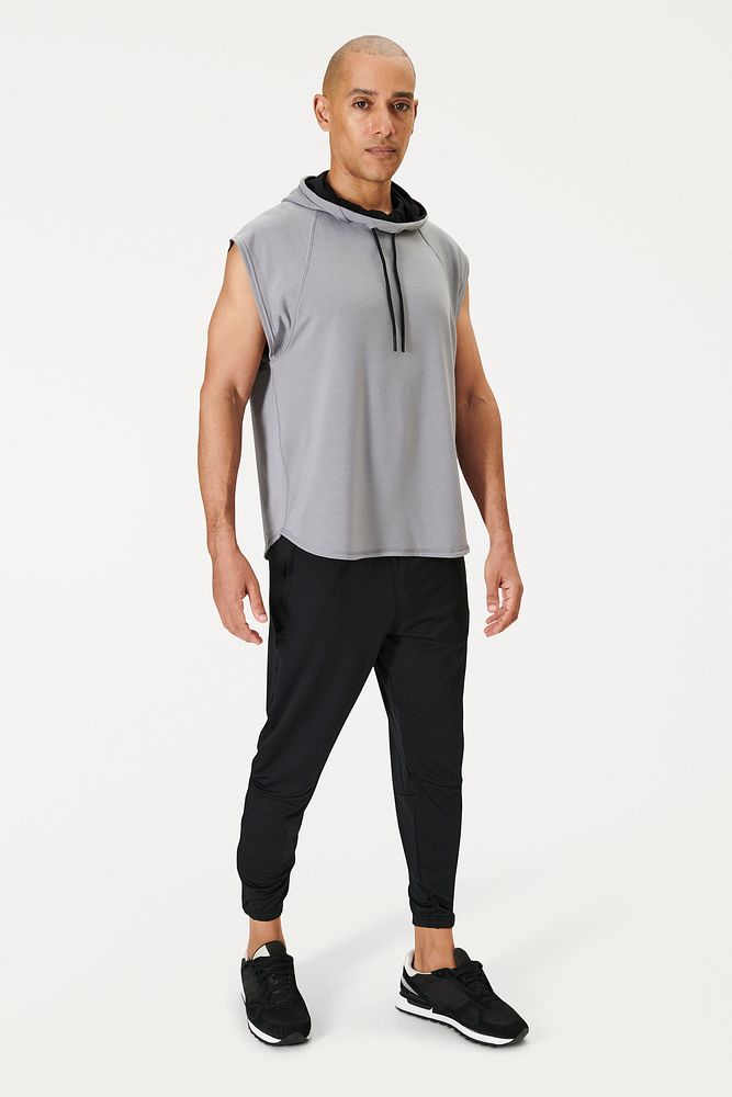 Men's gray sportswear hoodie mockup 