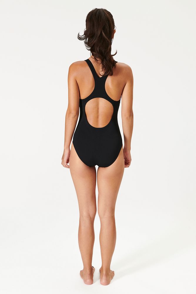 Women's one piece swimsuit mockup rear view