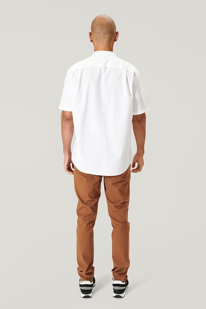 Man in a minimal white shirt mockup