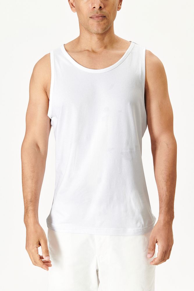 Man in a white tank top mockup 