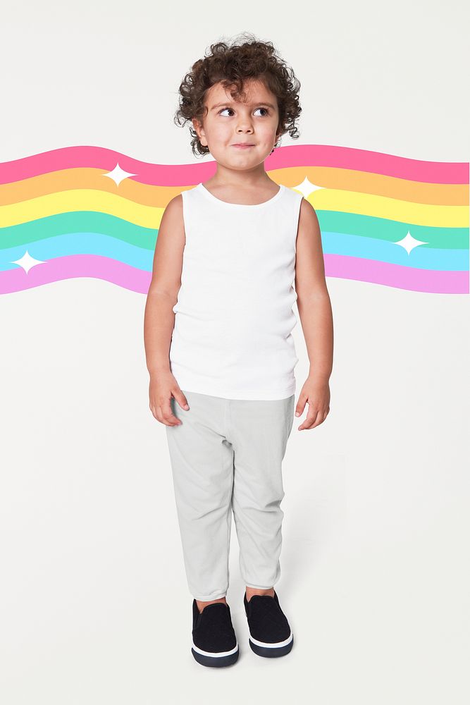 Girl's white tank top psd full body mockup