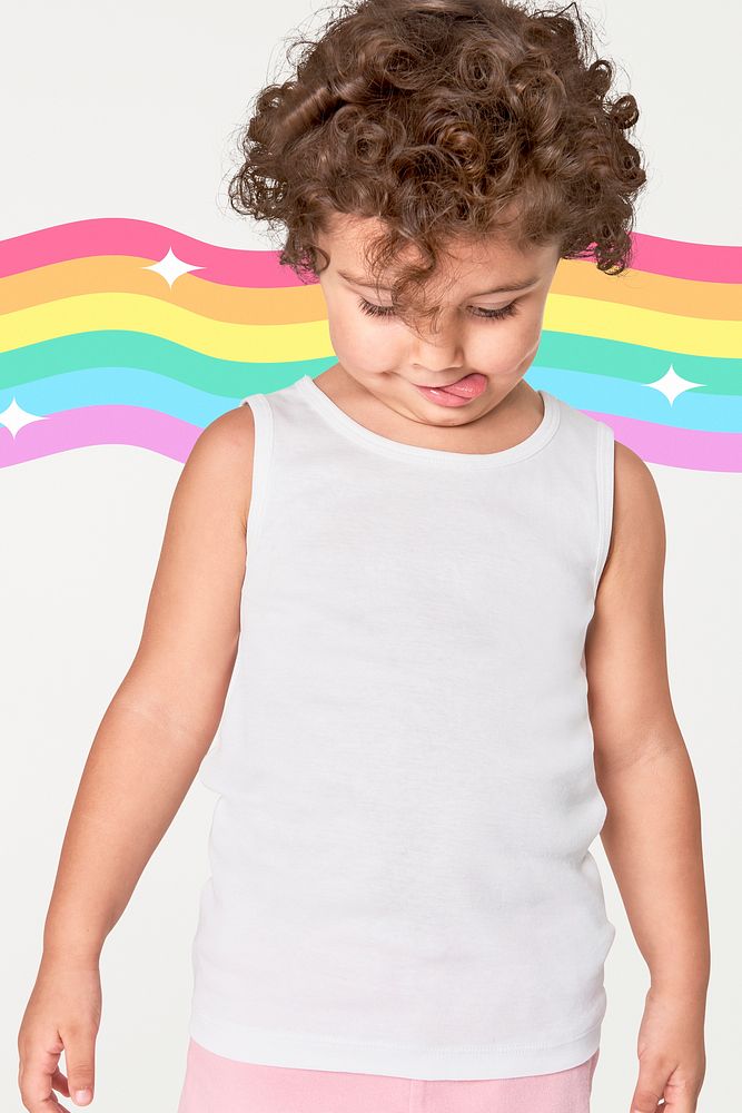 Girl's white tank top psd,mockup