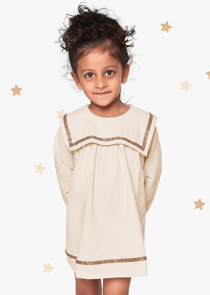 Girl's white dress mockup psd in studio