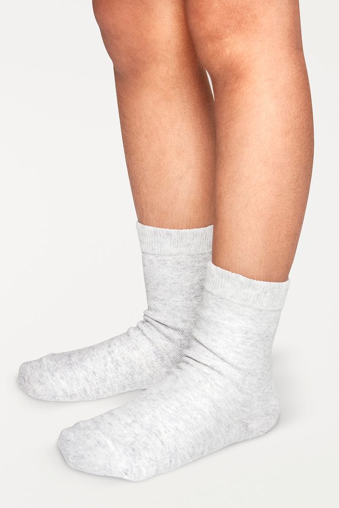 Kid's white socks mockup psd in studio