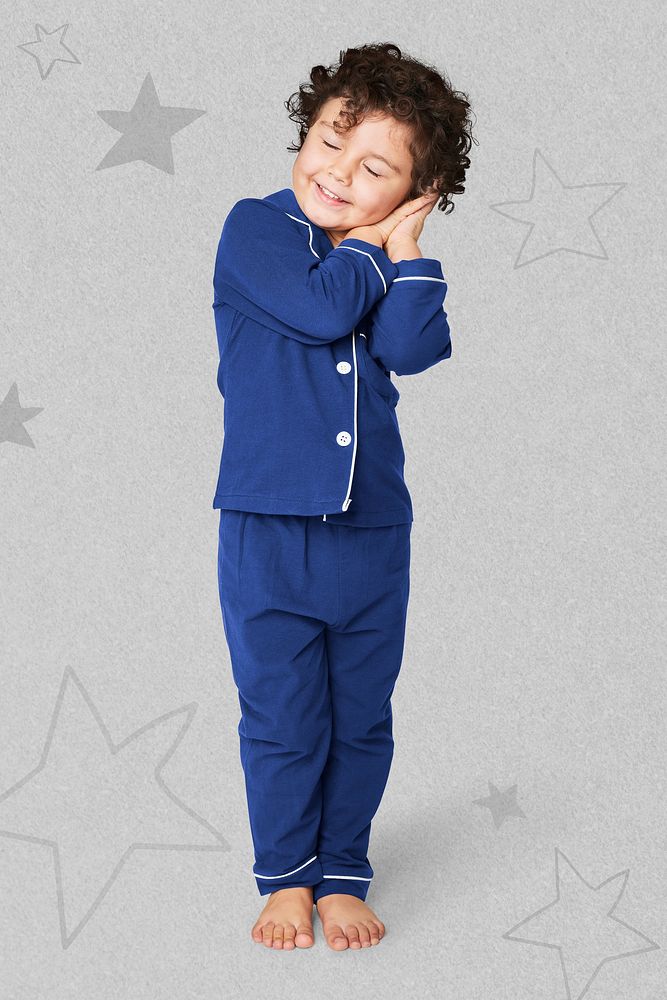 Full body apparel sleepwear psd mockup kid fashion studio shot