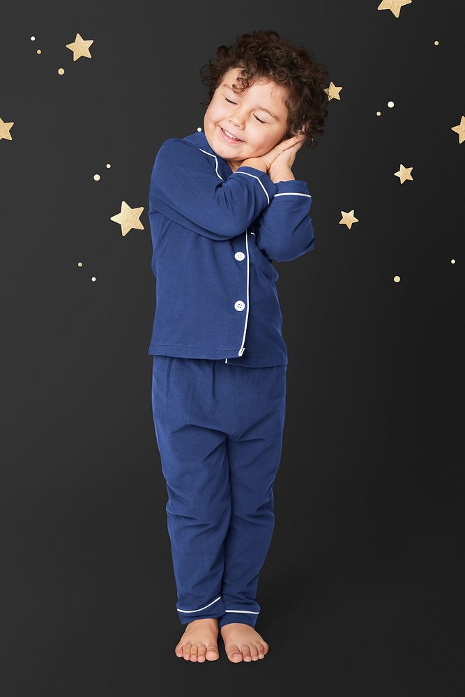 Full body apparel sleepwear psd mockup kid fashion studio shot