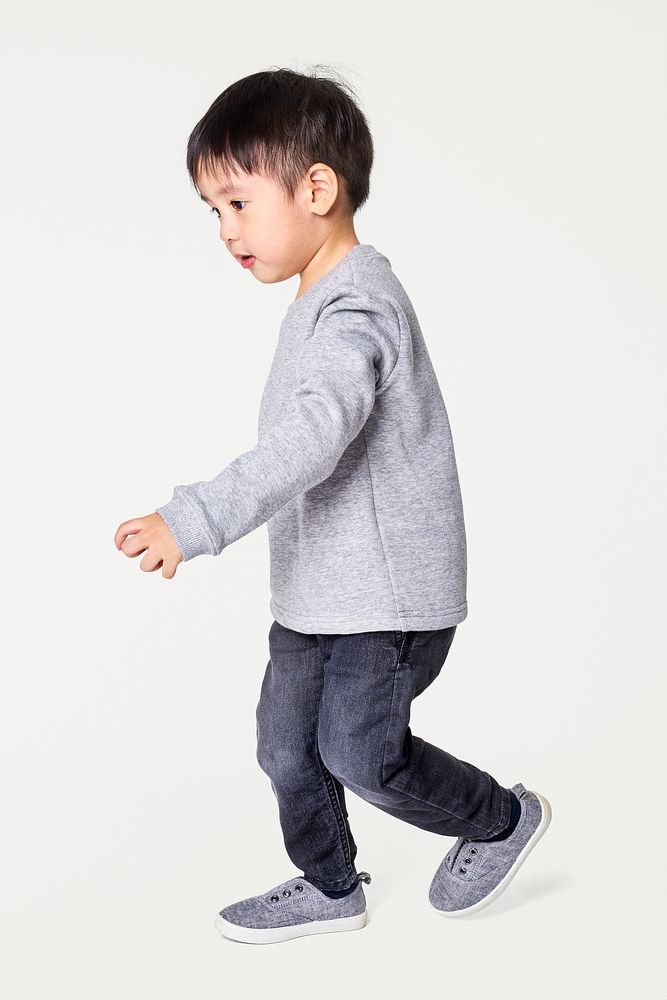 Psd boy's sweater with jeans mockup fullbody