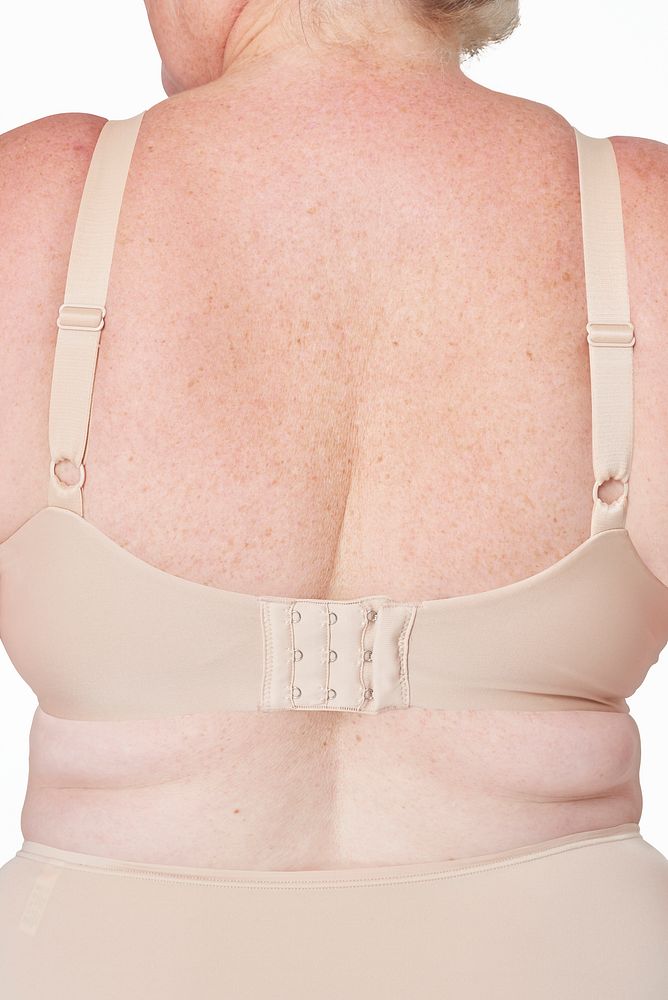 Size inclusive fashion beige lingerie back facing mockup
